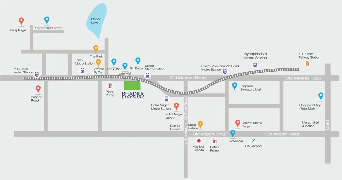 Location map of BHADRA Landmark MG Road